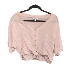 Express Pink Tie-Front Shirt